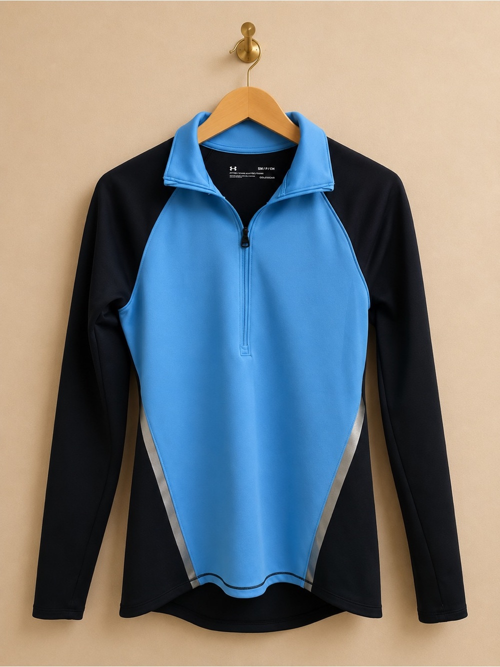 Under Armour ColdGear Blue & Black 1/4 Zip Athletic Pullover Size Small
